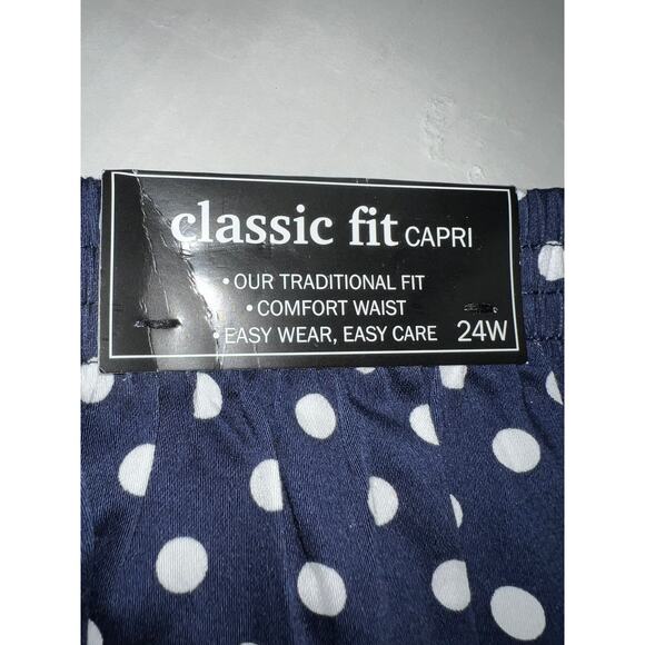 Alfred Dunner Pants Womens 24W Crop Pedal Pusher Capri Navy BluePolka Dot - Picture 3 of 10